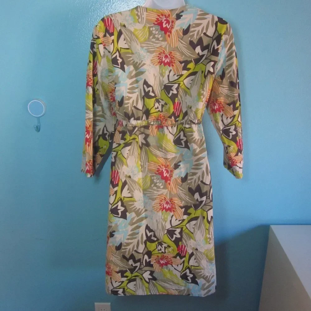 CZ Cotton Cover Up Dress Women Size M Floral Lightweight Summer Beach Pool Dress - Picture 4 of 11